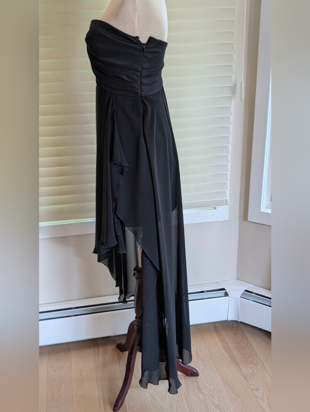 Jessica McClintock Vintage Strapless Black Asymmetrical Cocktail Dress Size 4 - Picture 4 of 16